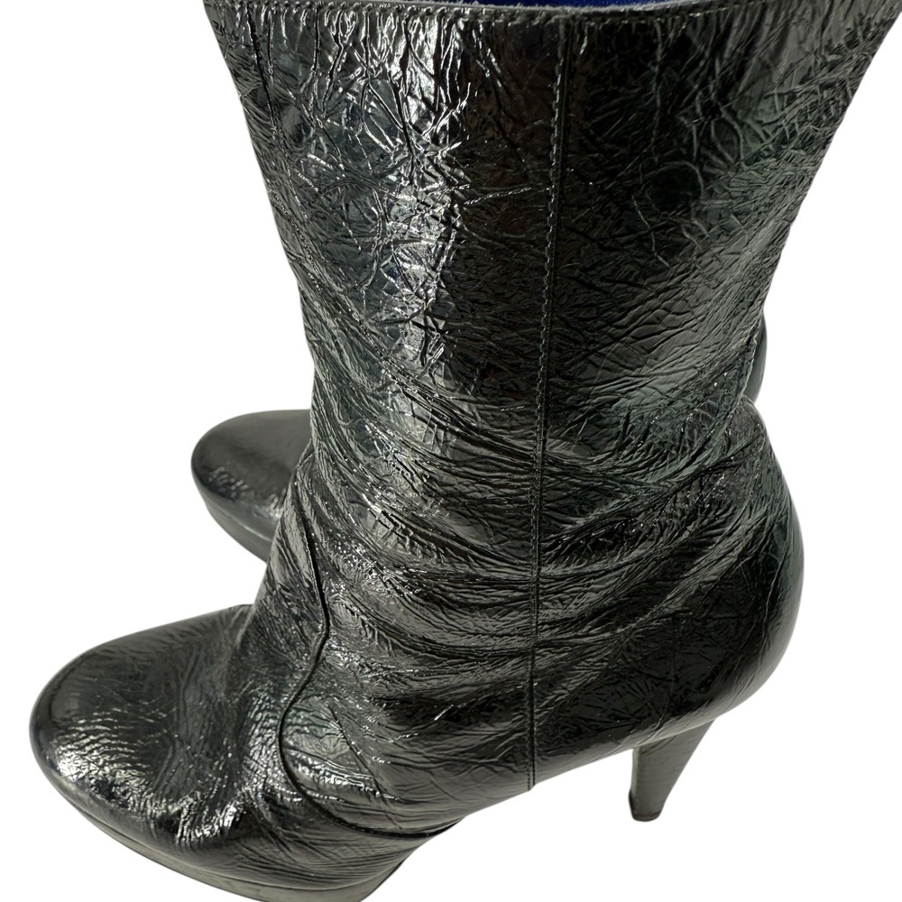 Sergio Rossi Black Textured Leather Platform Stiletto Designer Boots, 36 - Picture 11 of 16